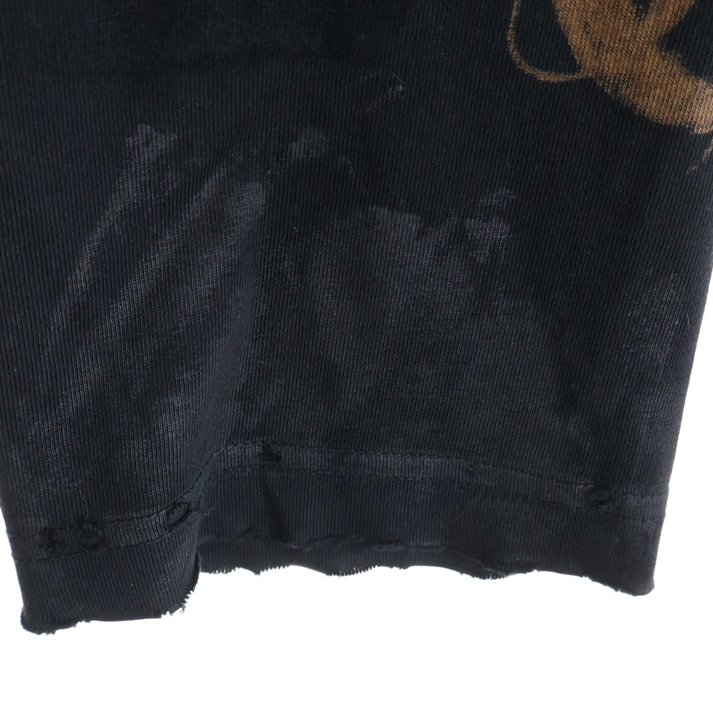 BALENCIAGA(バレンシアガ) 23SS Heavy Metal Long Sleeve T-shirt ヘビーメタルロゴ ダメージ加工長袖Tシャツ ロンT ブラック 739783 TOVE1
