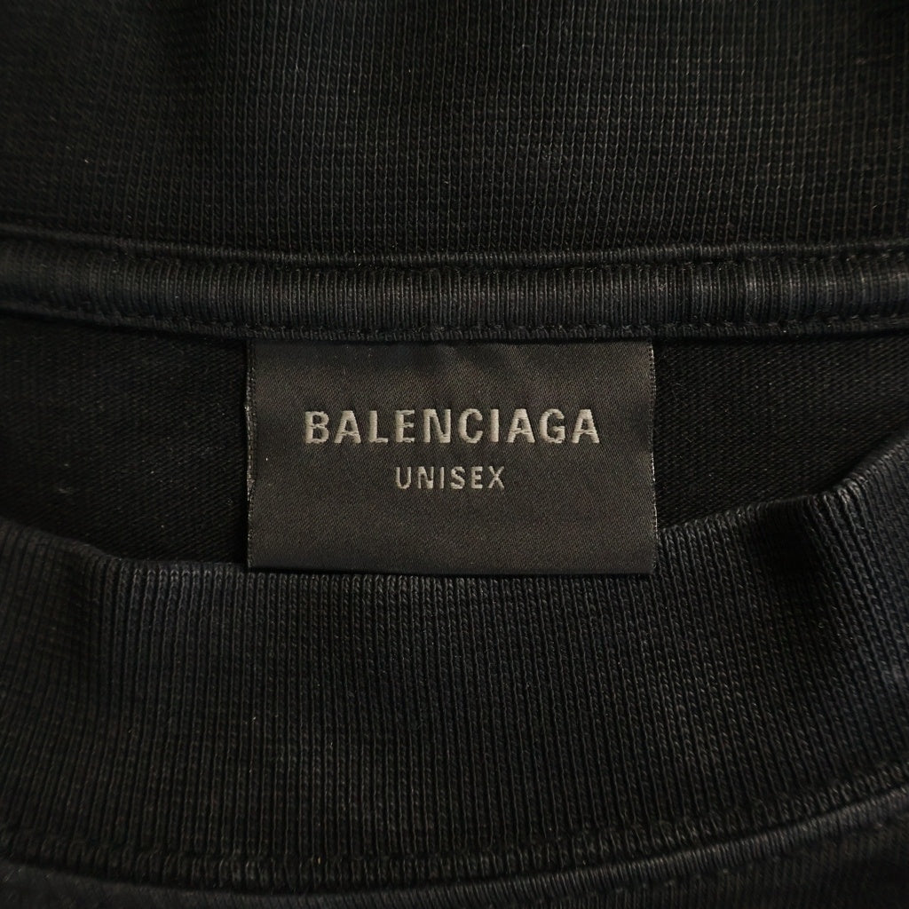 BALENCIAGA(バレンシアガ) 23SS Heavy Metal Long Sleeve T-shirt ヘビーメタルロゴ ダメージ加工長袖Tシャツ ロンT ブラック 739783 TOVE1