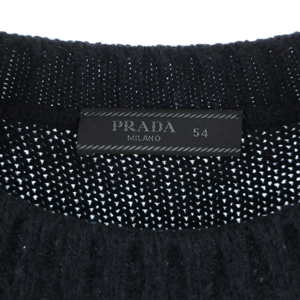 PRADA(プラダ) ロゴエンブロイダリー ウールカシミヤ クルーネックニット セーター ブラック UMB223 S211 1YMW