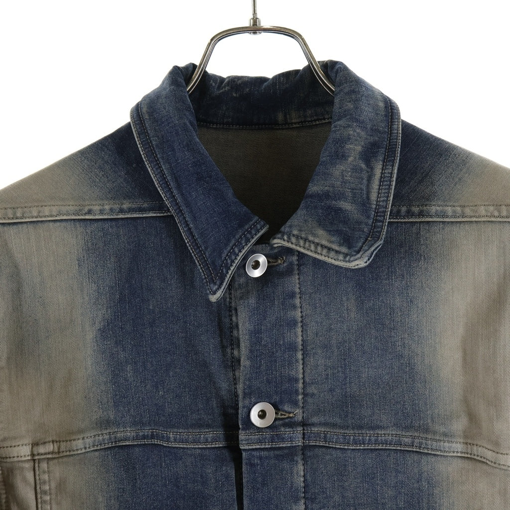 Rick Owens DRKSHDW(リックオウエンス ダークシャドウ) 23SS Pearl Degrade Cropped Denim Jacket クロップドデニムジャケット トラッカージャケット グレー/ブルー DU01C6759-SDMPDE