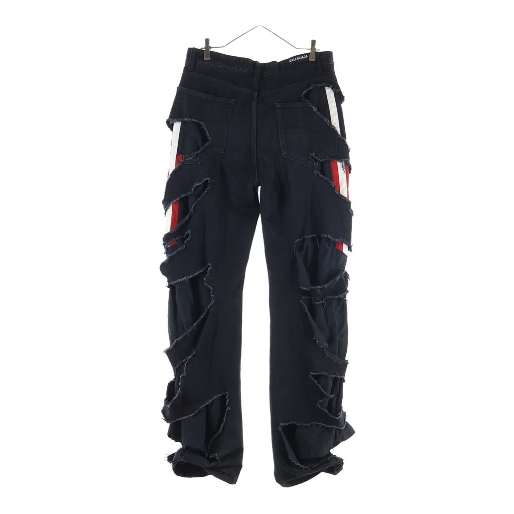 BALENCIAGA(バレンシアガ) 21AW SLASHED LOOSE FIT JEANS スラッシュドルーズフィットクラッシュデニムパンツ ブラック 662764 TBP47