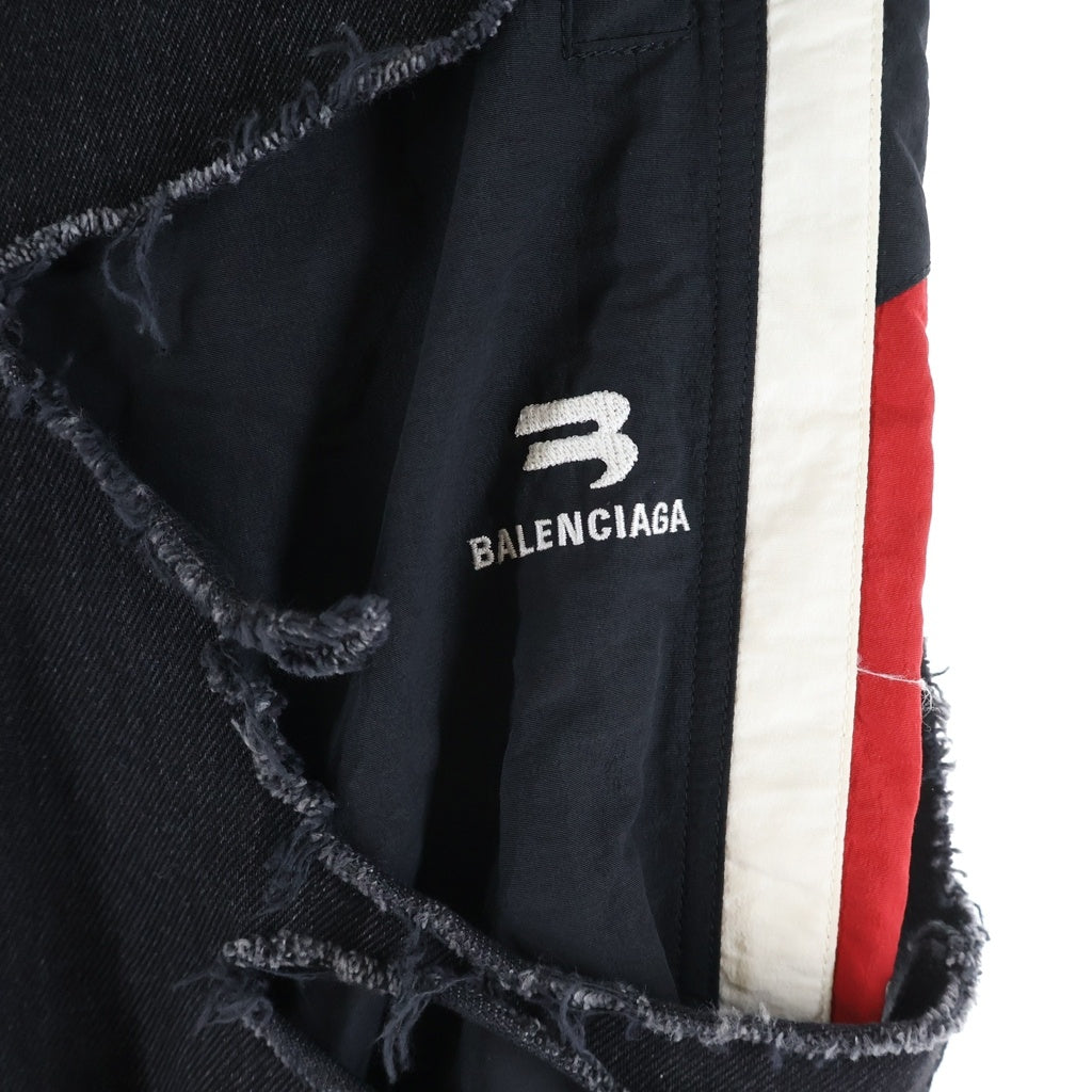 BALENCIAGA(バレンシアガ) 21AW SLASHED LOOSE FIT JEANS スラッシュドルーズフィットクラッシュデニムパンツ ブラック 662764 TBP47