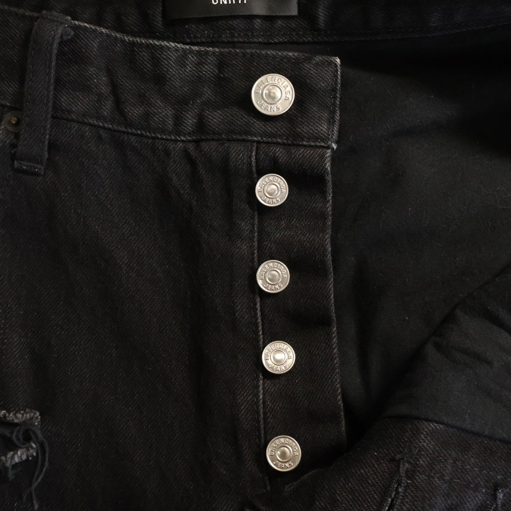 BALENCIAGA(バレンシアガ) 21AW SLASHED LOOSE FIT JEANS スラッシュドルーズフィットクラッシュデニムパンツ ブラック 662764 TBP47