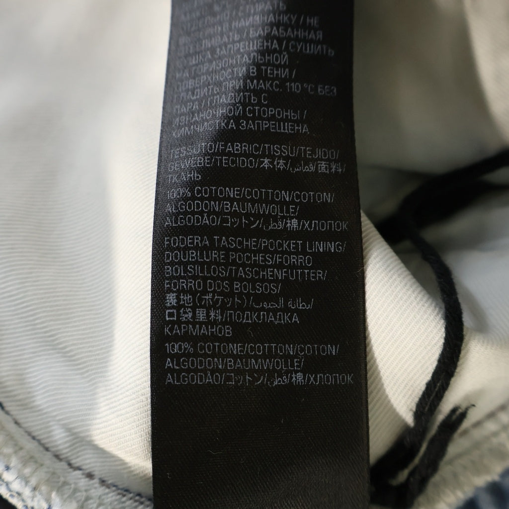 BALENCIAGA(バレンシアガ) ロゴ総柄デストロイ加工バギーデニムパンツ インディゴ 767971 TDW14