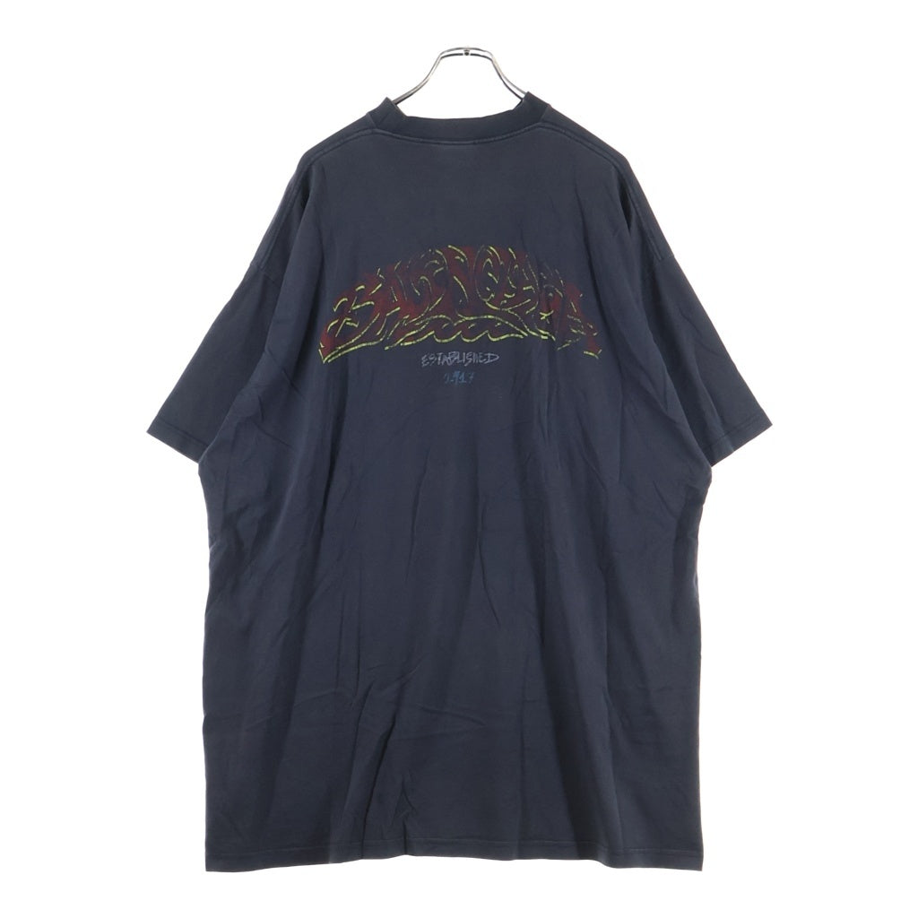 BALENCIAGA(バレンシアガ) 23AW OFFSHORE TEE オフショア フロントプリントクルーネック半袖カットソーTシャツ ブラック 739028 TPVM8
