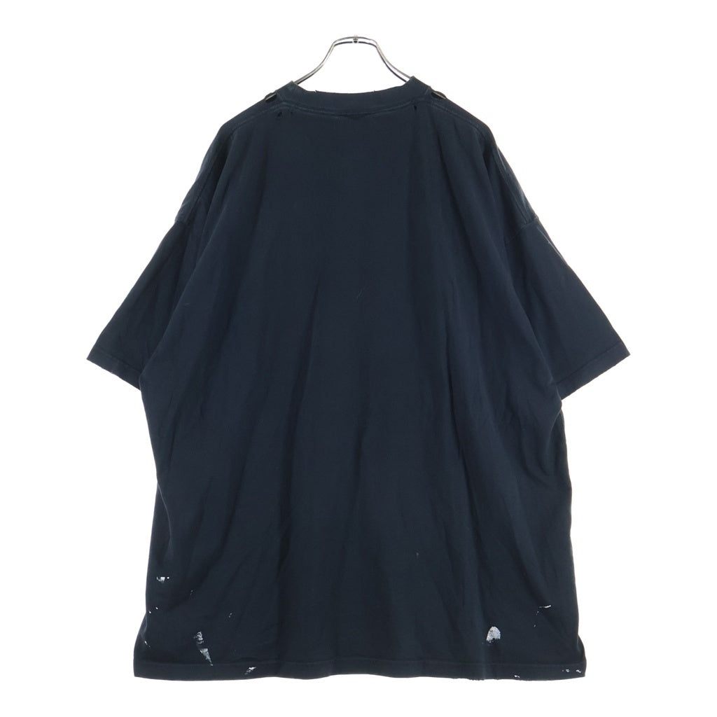 BALENCIAGA(バレンシアガ) 22SS METAL LOGO CRASHED TEE メタルロゴ フロントプリントクルーネック半袖カットソーTシャツ ブラック 694576 TMV88