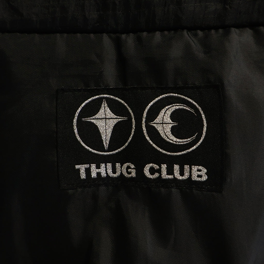 THUG CLUB(サグクラブ) 24AW ロゴプレート付き ジップアップナイロンダウンジャケット ブラック TC24PA0101