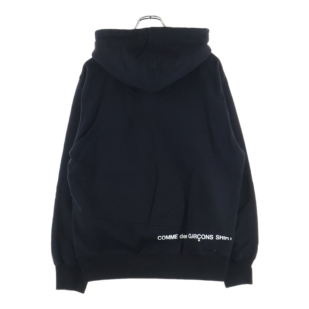 SUPREME(シュプリーム) 18AW ×COMMEdesGARCONS SHIRT Split Box Logo Hooded Sweatshirt コムデギャルソンシャツ スプリットボックスロゴフーディー プルオーバーパーカー ブラック
