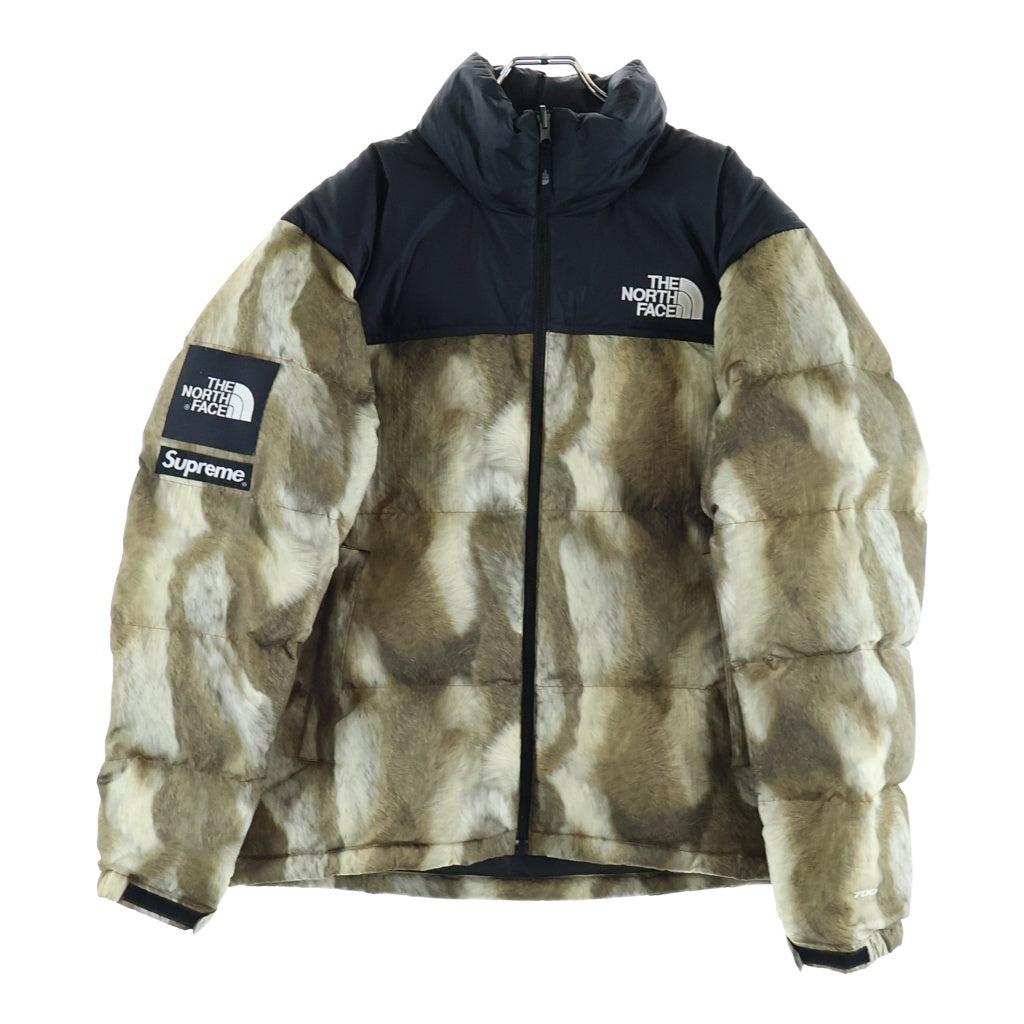 THE NORTH FACE(ザノースフェイス) 13AW ×SUPREME Fur Print Nuptse Jacket ヌプシジャケット ダウンジャケット ブラック/ブラウン ND01340