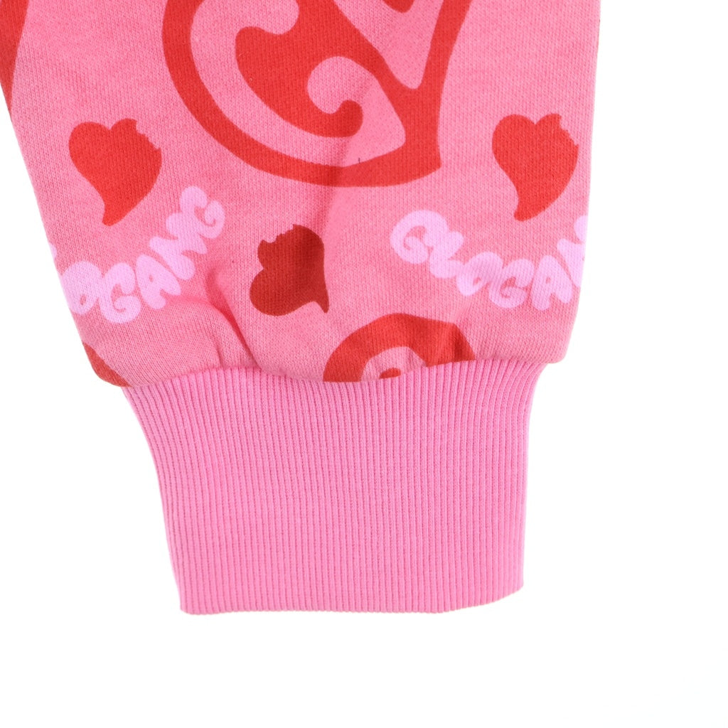 NO BRAND(ノーブランド) GANG I HEART GLO HOODIE グロギャング グラフィックロゴエンブロイダリー フルジップフーディー ピンク