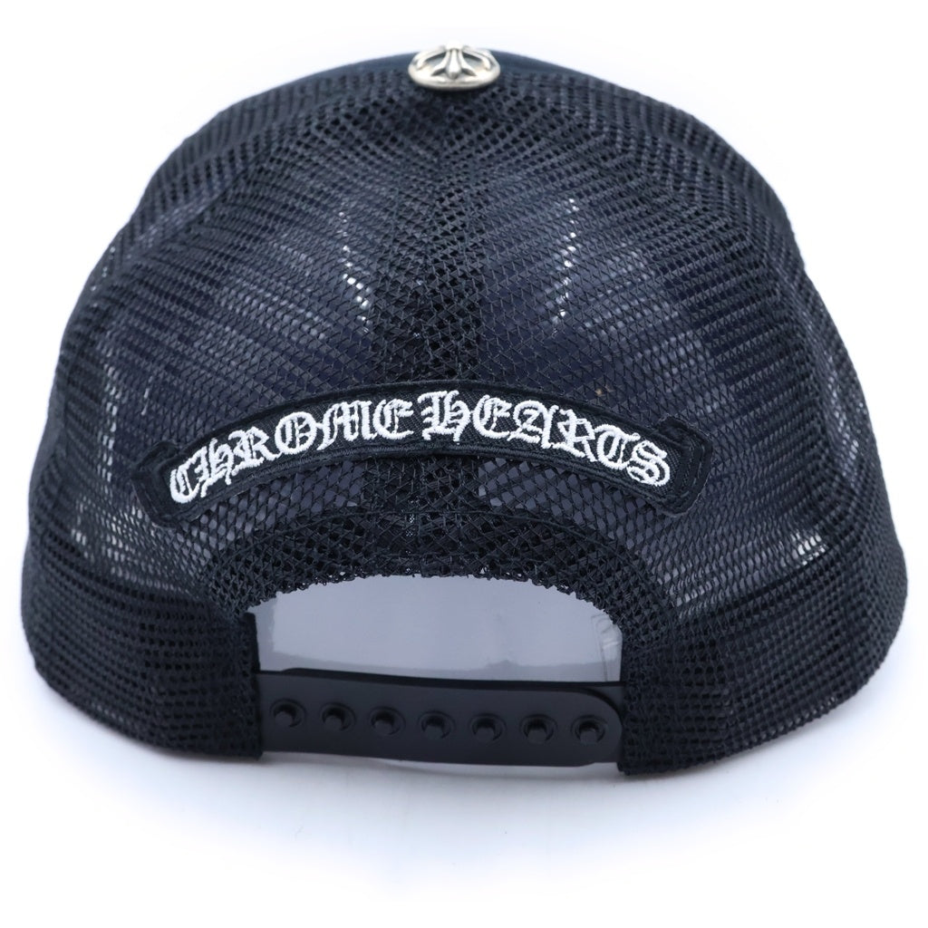 CHROME HEARTS(クロムハーツ) トラッカーキャップ 3セメタリー レザーパッチメッシュキャップ ブラック/オレンジ