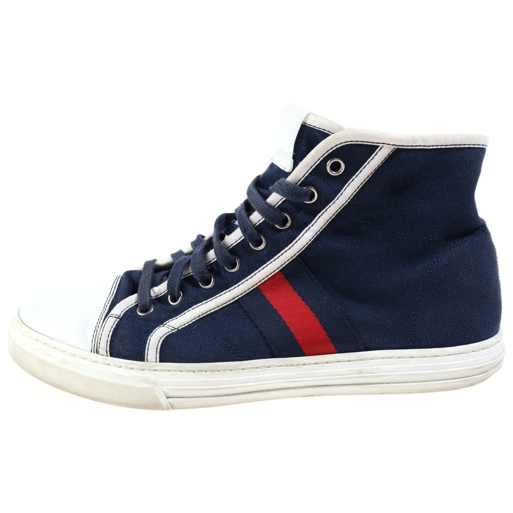 GUCCI(グッチ) シェリーライン キャンバスレザーハイカットスニーカー ネイビー/ホワイト