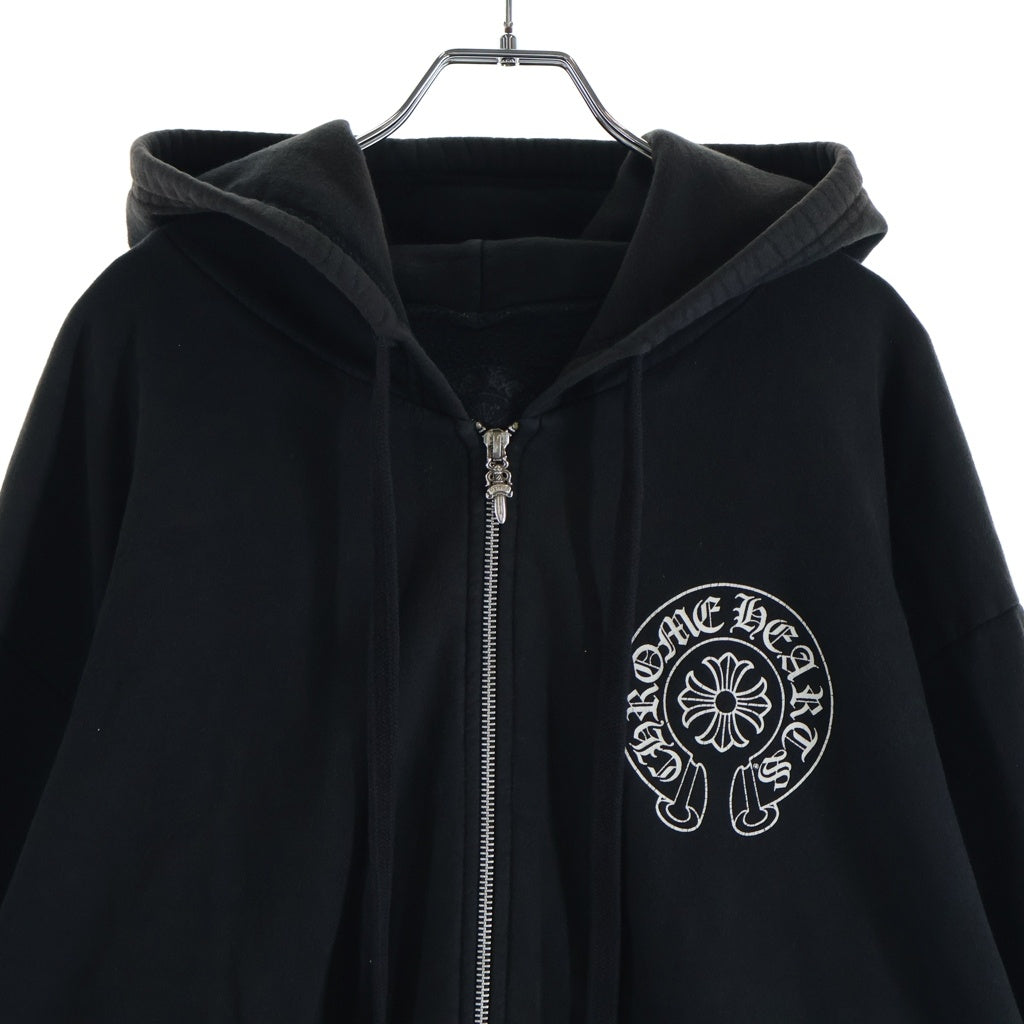 CHROME HEARTS(クロムハーツ) SWTSHRT HD ZIP HANGZHOU バックホースシュープリントジップパーカー ブラック