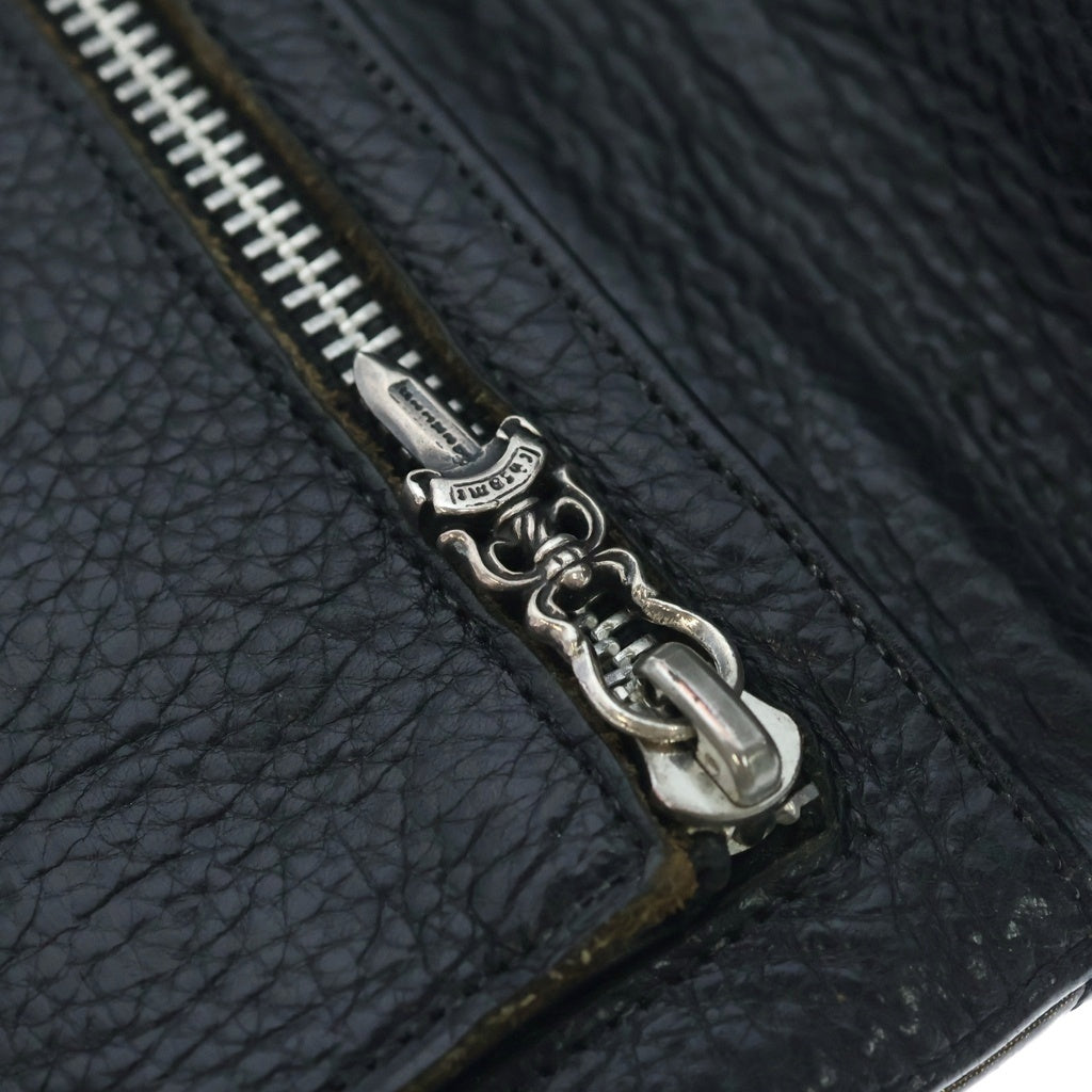 CHROME HEARTS(クロムハーツ) WAVE4 QLT 3SNP クロスボタン キルティング レザーウォレット ブラック/ゴールド