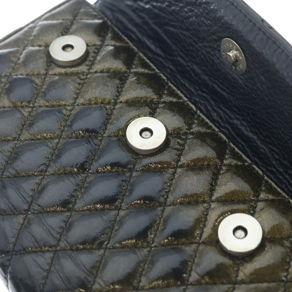 CHROME HEARTS(クロムハーツ) WAVE4 QLT 3SNP クロスボタン キルティング レザーウォレット ブラック/ゴールド