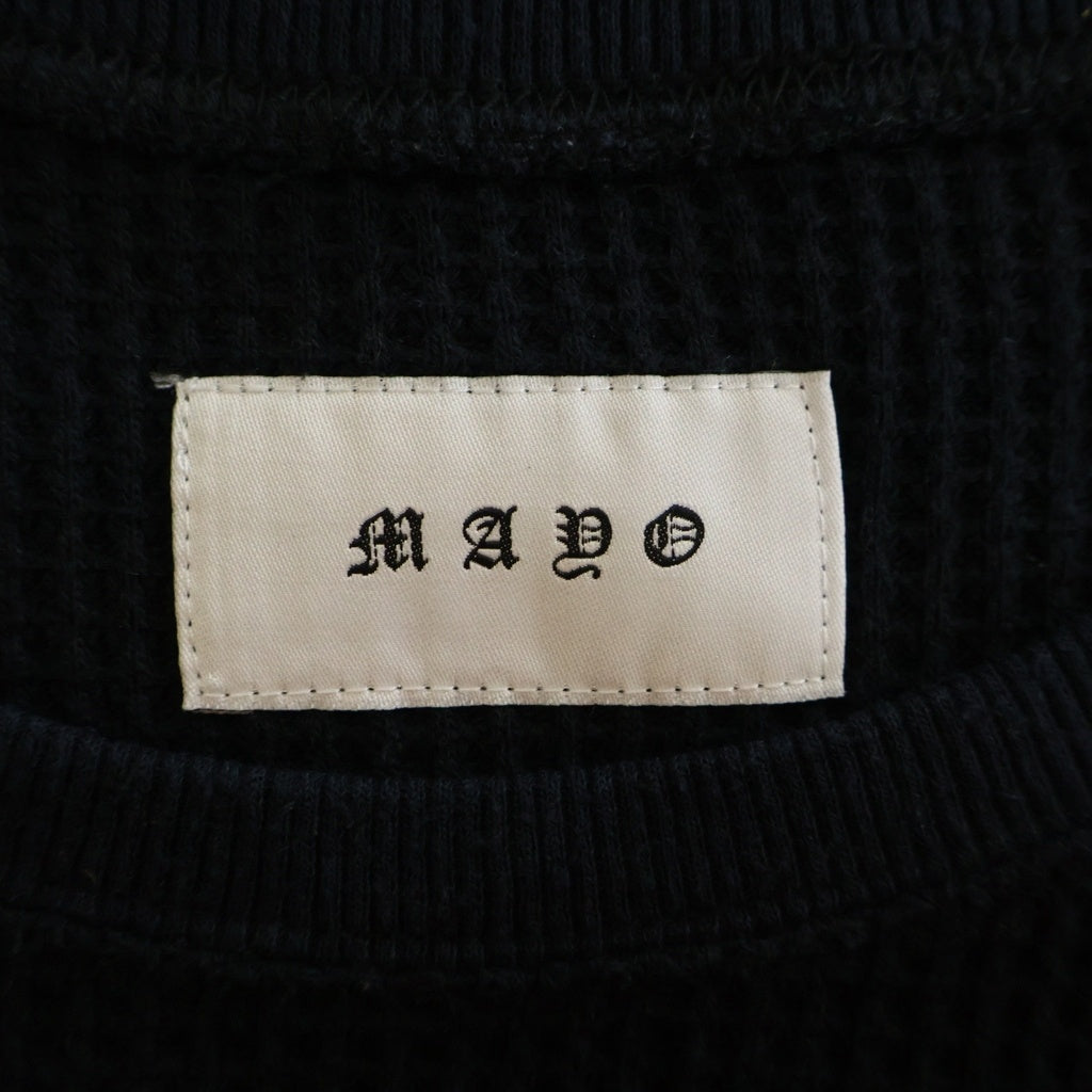 MAYO(メイヨー) 24AW EAGLE EMBROIDERY THERMAL LONG SLEEVE TEE イーグル刺繍 サーマル長袖Tシャツ ブラック/ホワイト 24MY-SLT03