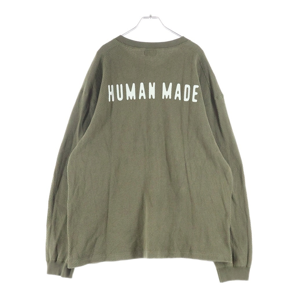 HUMAN MADE(ヒューマンメイド) HENLEY NECK SHIRT ヘンリーネックサーマル ロングスリーブ長袖Tシャツ オリーブ HM31CS020