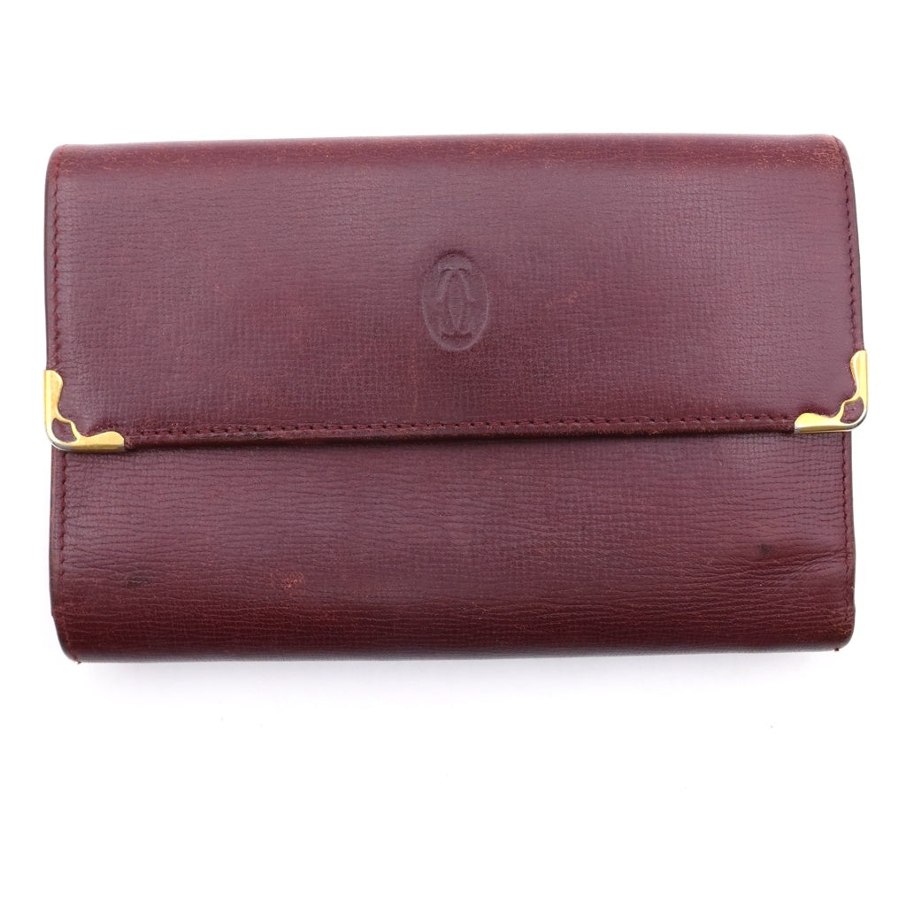 Cartier(カルティエ) マストライン ゴールド金具 二つ折りレザーウォレット レッド 73184183 レディース