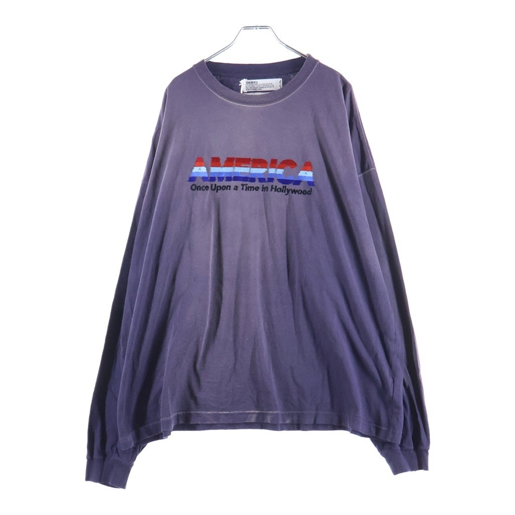DAIRIKU(ダイリク) MY HERO AMERICA VINTAGE SUNBURN TEE マイヒーロー フロント刺繍 クルーネック長袖カットソーTシャツ パープル 24SS C-4