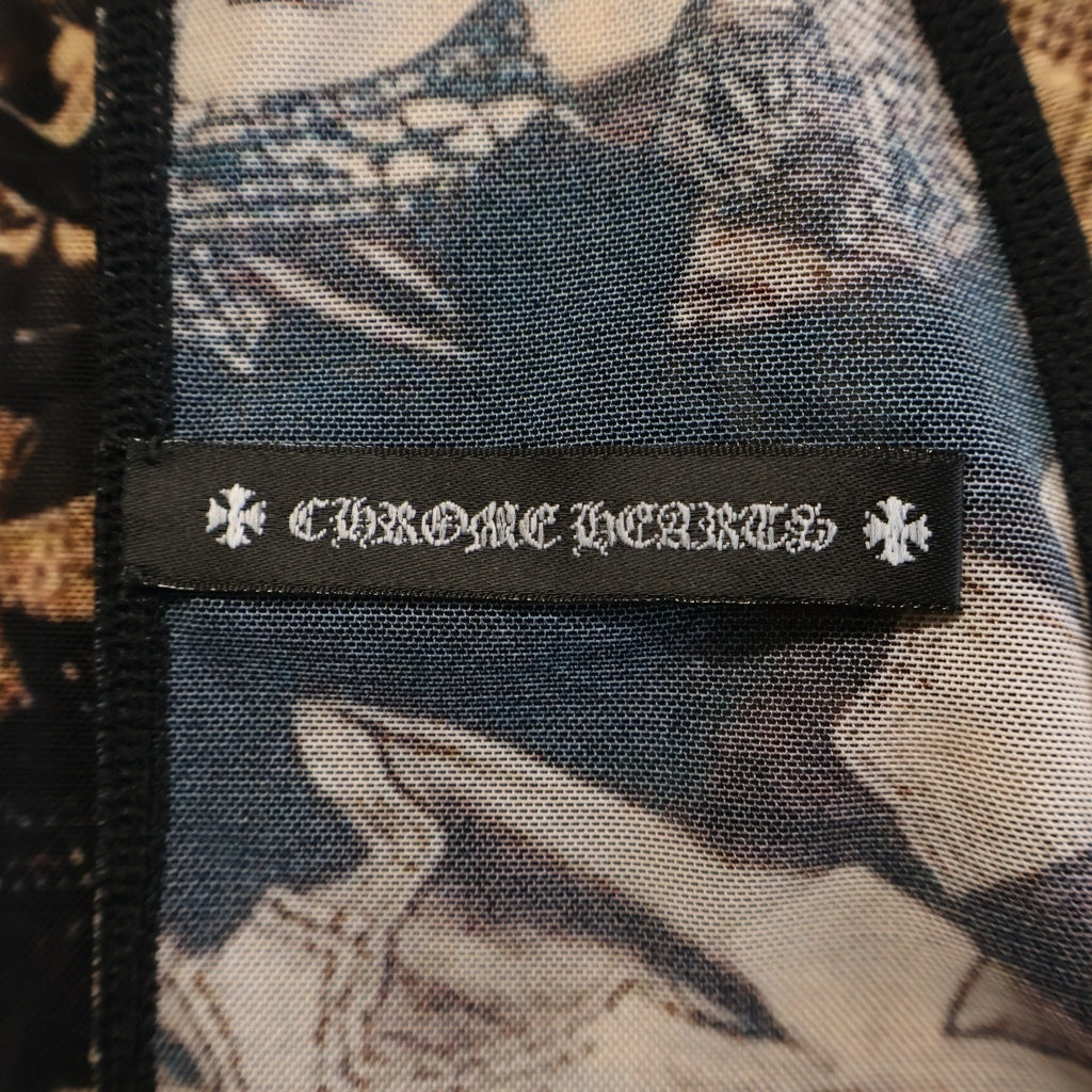 CHROME HEARTS(クロムハーツ) SHEER MESH BATEAU シアーセメタリークロス総柄プリント ワンピース キャミソール ブラウン レディース