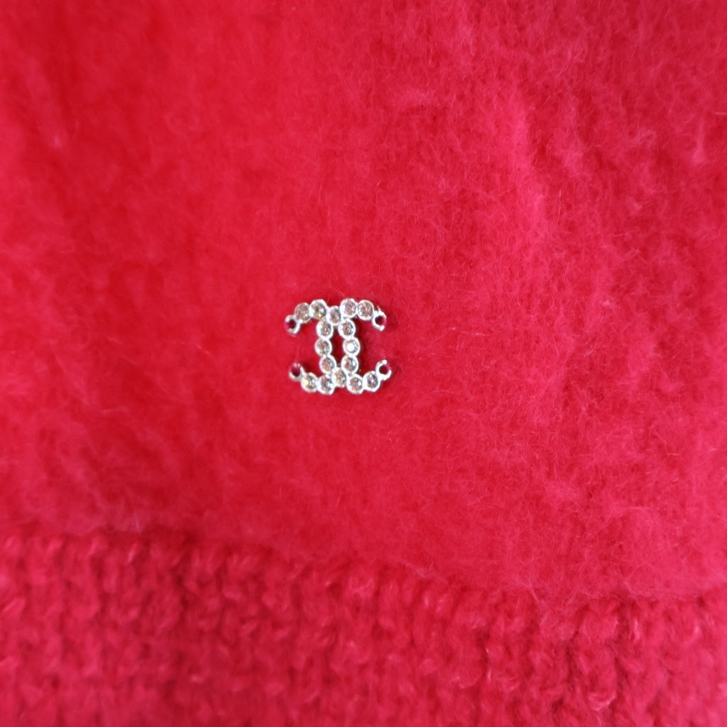 CHANEL(シャネル) 23AW スターモチーフ リブネックカシミヤニットセーター ピンク/ホワイト レディース P74520K10862