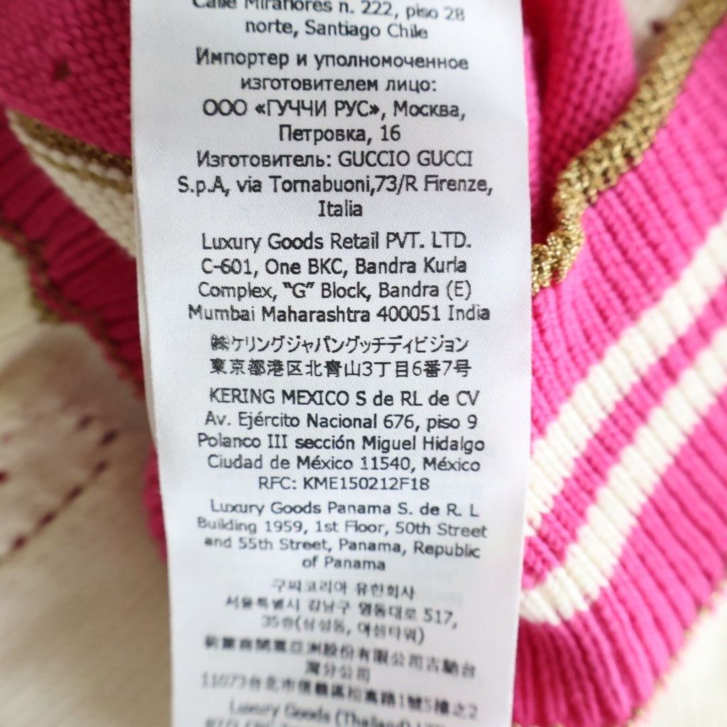 GUCCI(グッチ) GG総柄 ピンクストライプ 半袖ポロシャツ ピンク/ホワイト レディース 739717 XKC69