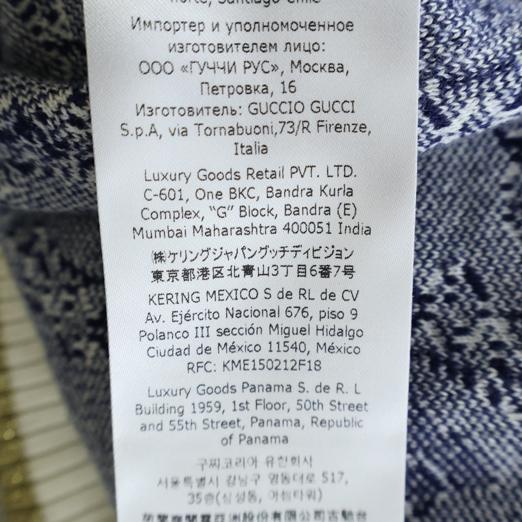 GUCCI(グッチ) ホースモチーフ総柄 ボタンアップ半袖ポロシャツ ブルー/ホワイト レディース 743328 XKC42