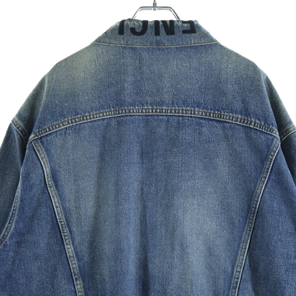 BALENCIAGA(バレンシアガ) 19AW 襟ロゴプリント ボタンアップオーバーサイズデニムジャケット インディゴ 529178 TXE05