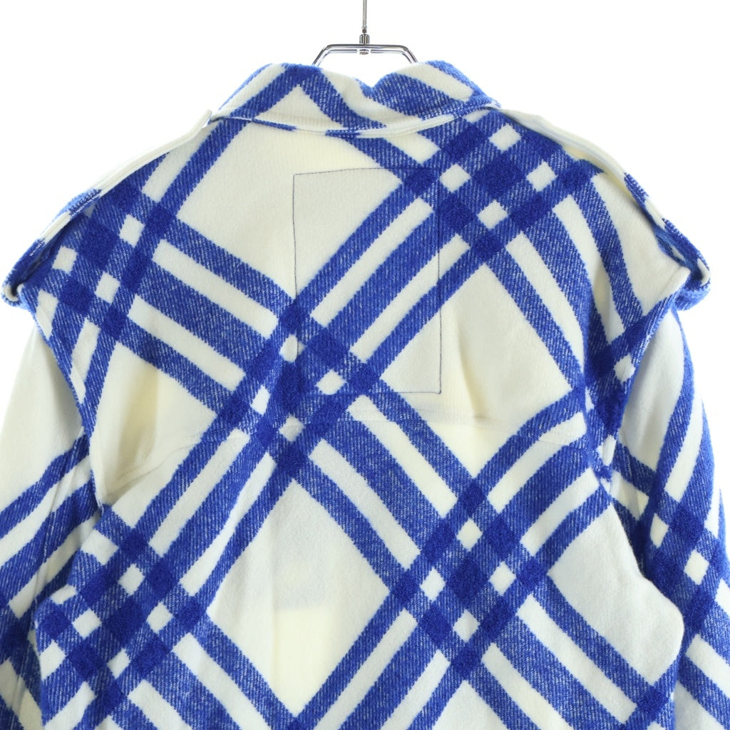 BURBERRY(バーバリー) ダニエルリー アーカイブ ジップアップウールジャケット ブルー/ホワイト 8077464
