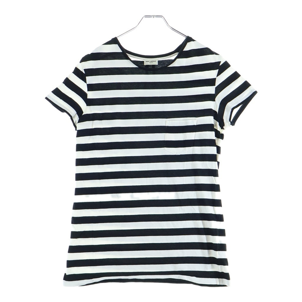 SAINT LAURENT PARIS(サンローランパリ) 14SS エディ期 クルーネック半袖ボーダーTシャツ ブラック/ホワイト 343717 Y2E01
