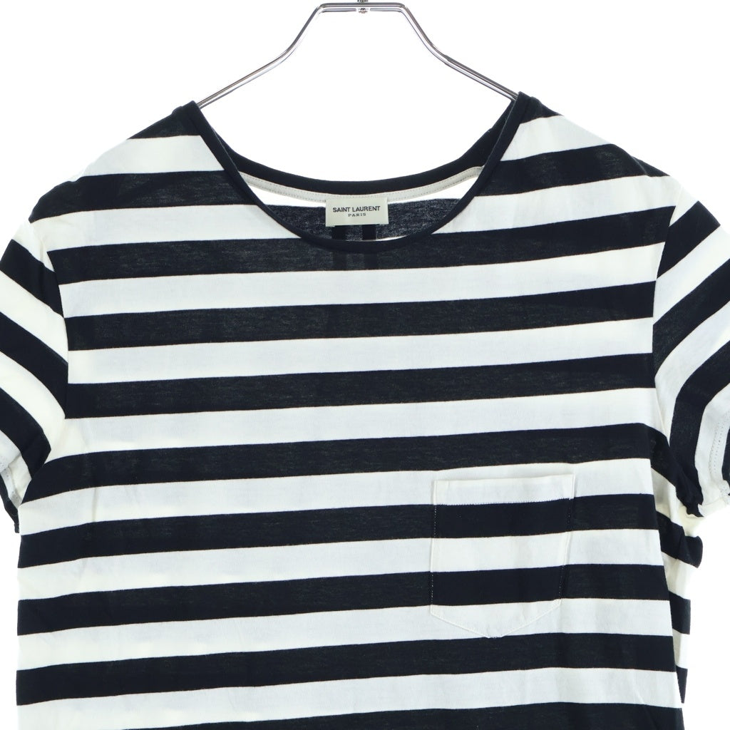 SAINT LAURENT PARIS(サンローランパリ) 14SS エディ期 クルーネック半袖ボーダーTシャツ ブラック/ホワイト 343717 Y2E01