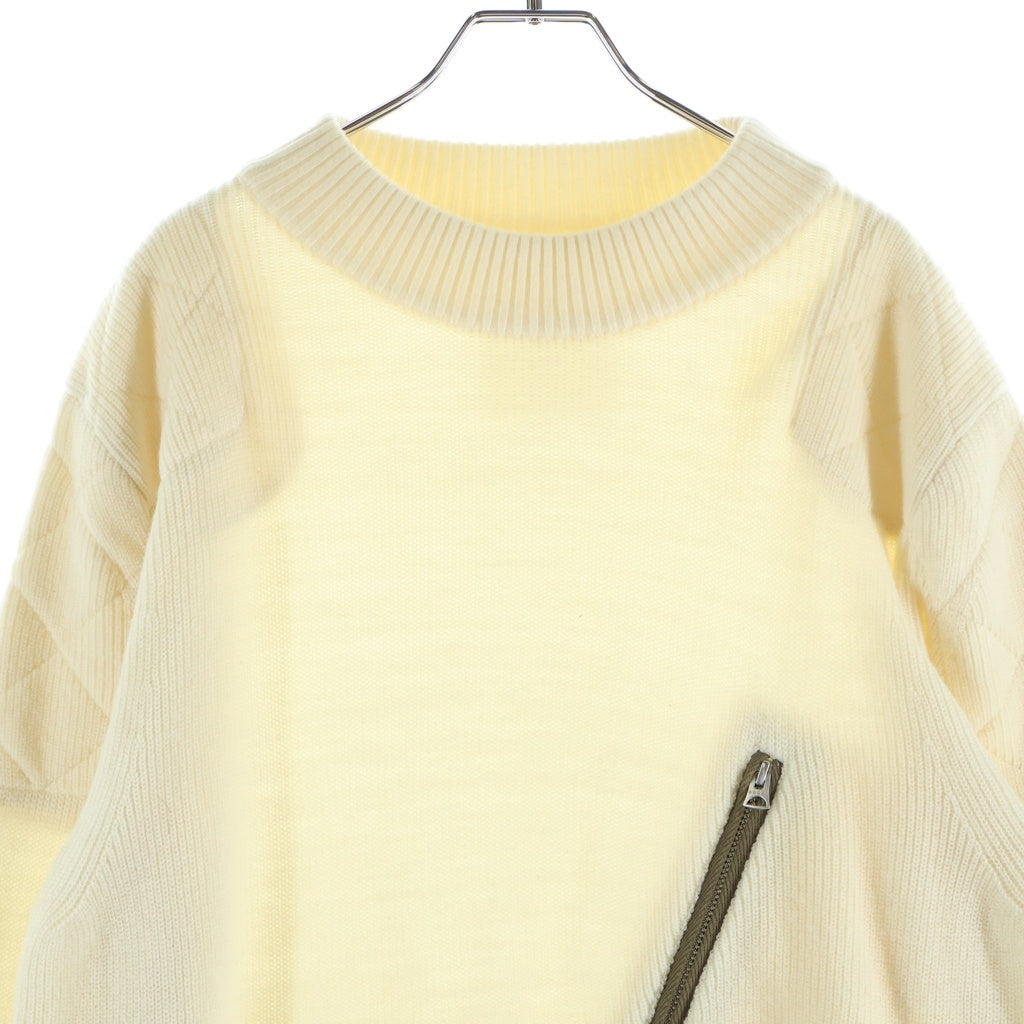 Sacai(サカイ) BIKER ZIP PULLOVER バイカージップ プルオーバーニットセーター ベージュ 20-02405M