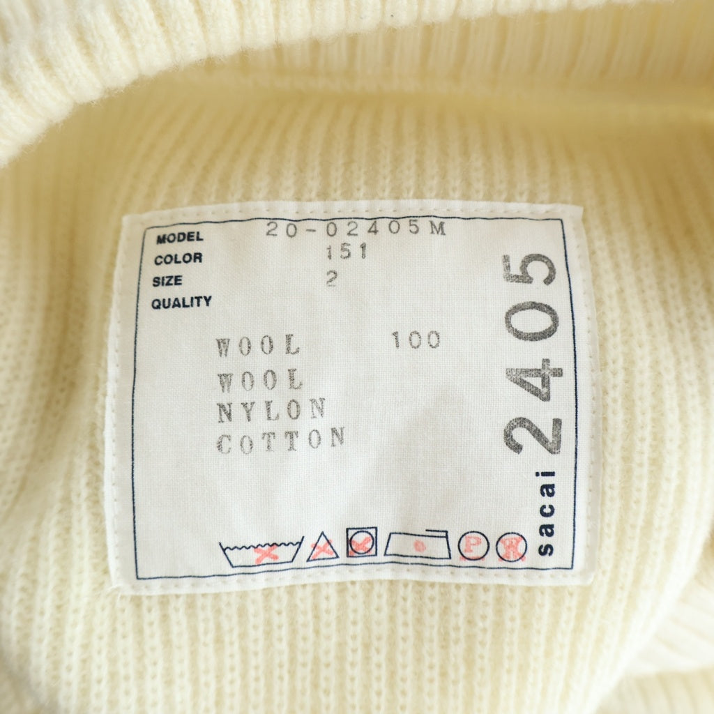 Sacai(サカイ) BIKER ZIP PULLOVER バイカージップ プルオーバーニットセーター ベージュ 20-02405M