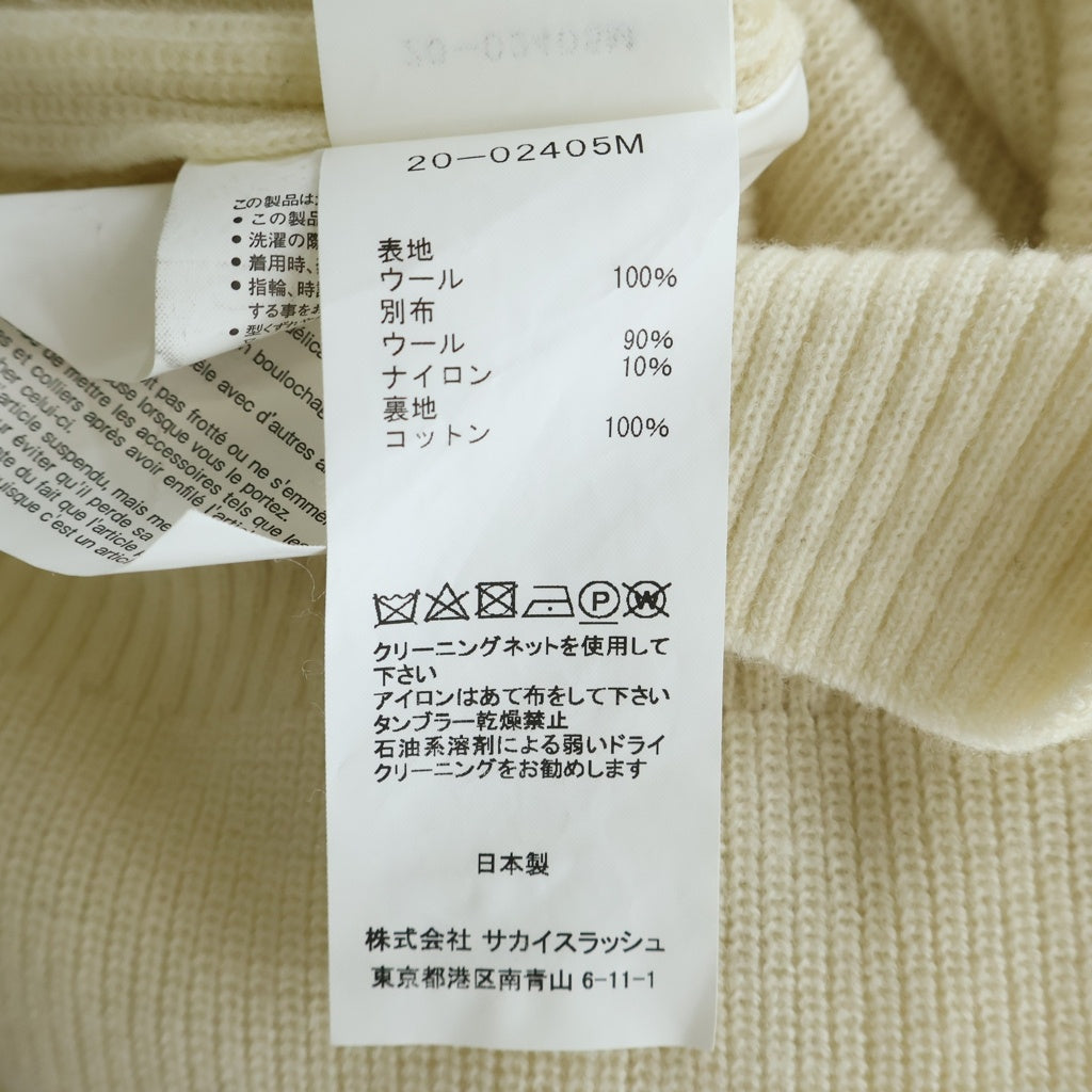 Sacai(サカイ) BIKER ZIP PULLOVER バイカージップ プルオーバーニットセーター ベージュ 20-02405M