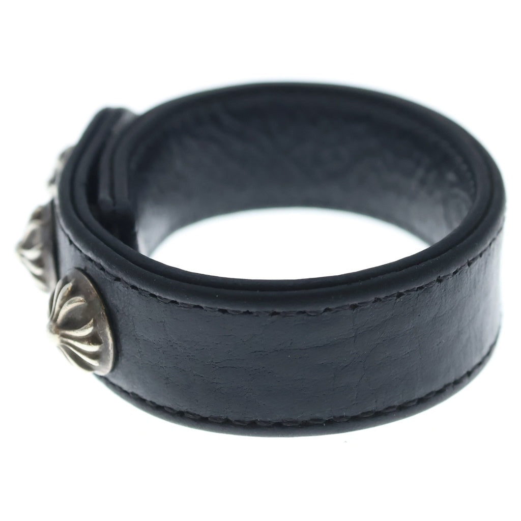 CHROME HEARTS(クロムハーツ) 3BTN 2SNP クロスボール 3ボタン2スナップ レザーブレスレット ブラック/シルバー BCA123