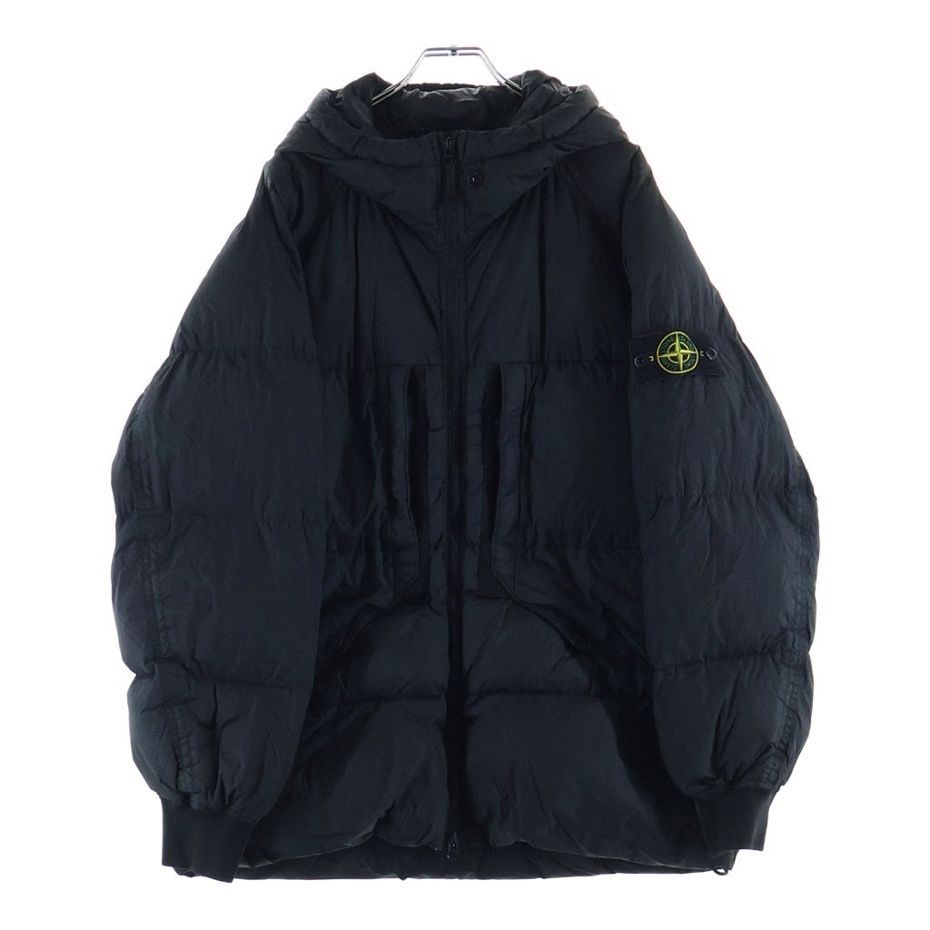 STONE ISLAND(ストーンアイランド) GARMENT DYED CRINKLE REPS RECYCLED NYLON DOWN ガーメントダイナイロンレップスフーデッドダウンジャケット ブラック 791540723