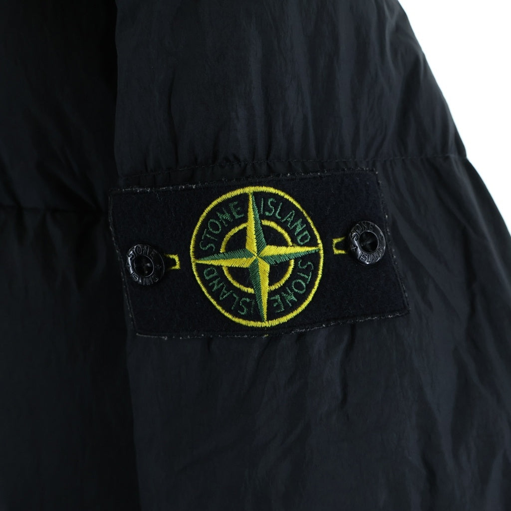STONE ISLAND(ストーンアイランド) GARMENT DYED CRINKLE REPS RECYCLED NYLON DOWN ガーメントダイナイロンレップスフーデッドダウンジャケット ブラック 791540723