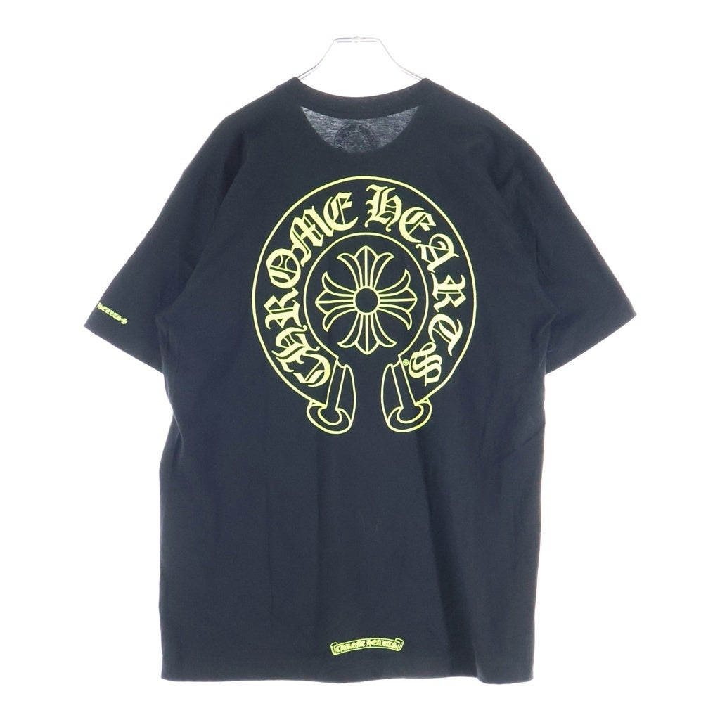 CHROME HEARTS(クロムハーツ) HORSESHOE S/S TEE BLACK/NEON YELLOW ホースシュー ショートスリーブ クルーネック 半袖Tシャツ ブラック/イエロー