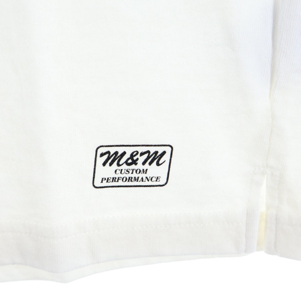 MINEDENIM(マインデニム) M&M STAR EMBROIDERY POCKET TEE エムアンドエム バックスターパッチ クルーネック半袖カットソーTシャツ ホワイト MND-MM41-00-M2