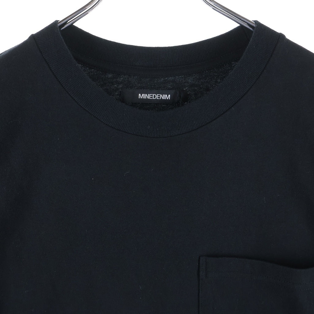 MINEDENIM(マインデニム) M&M STAR EMBROIDERY POCKET TEE エムアンドエム バックスターパッチ クルーネック半袖カットソーTシャツ ブラック MND-MM41-99-M2