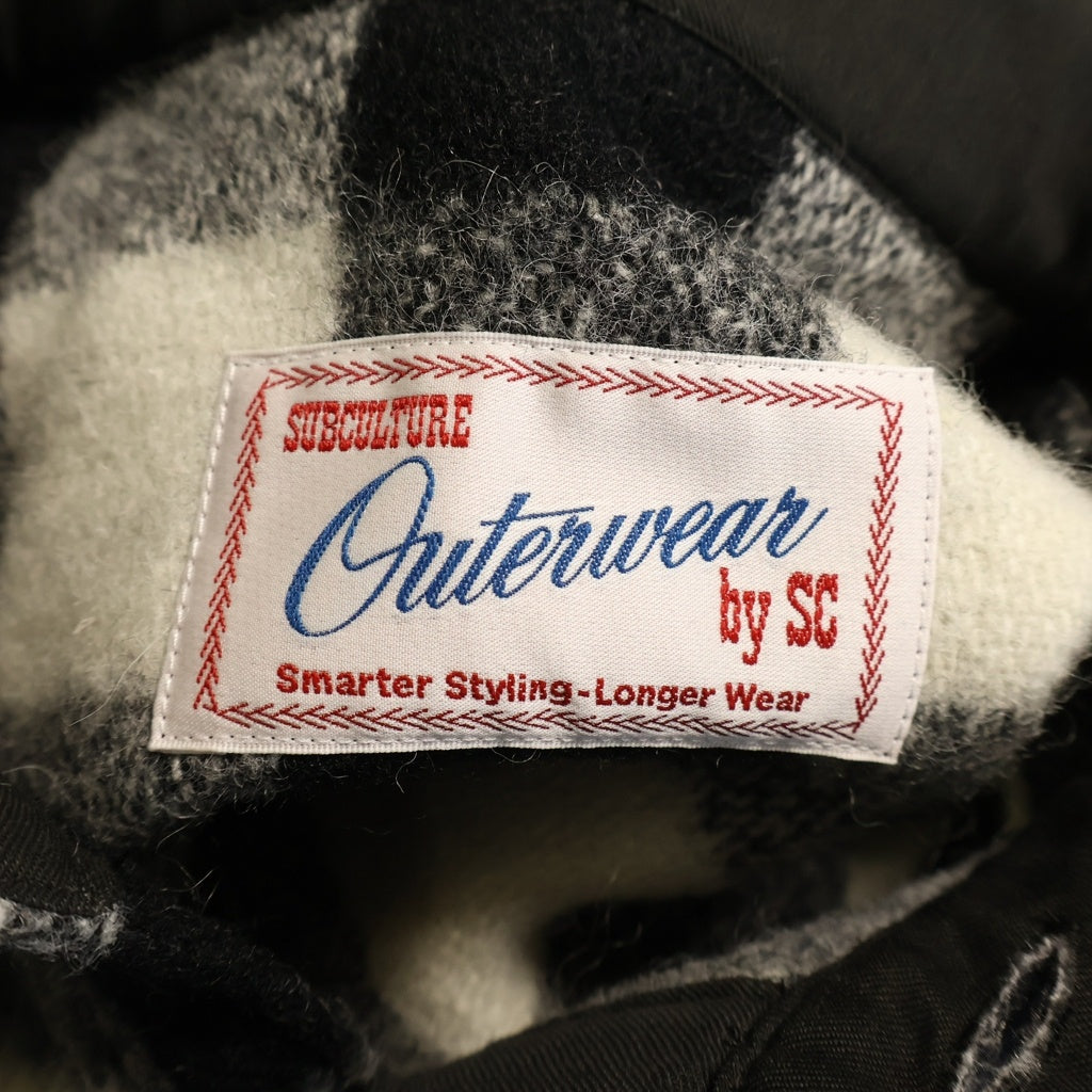 SUBCULTURE(サブカルチャー) BUFFALO CHECK JACKET ロゴ刺繍バッファローチェックジャケット ブラック/ホワイト SCJK-A2601