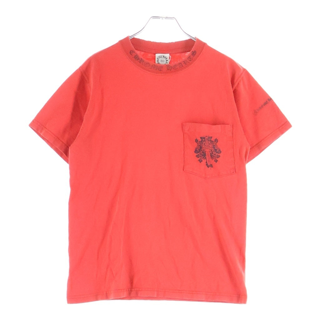 CHROME HEARTS(クロムハーツ) OLD NECK LOGO DAGGER S/S TEE オールド ネックロゴ ダガープリントクルーネック半袖カットソーTシャツ レッド