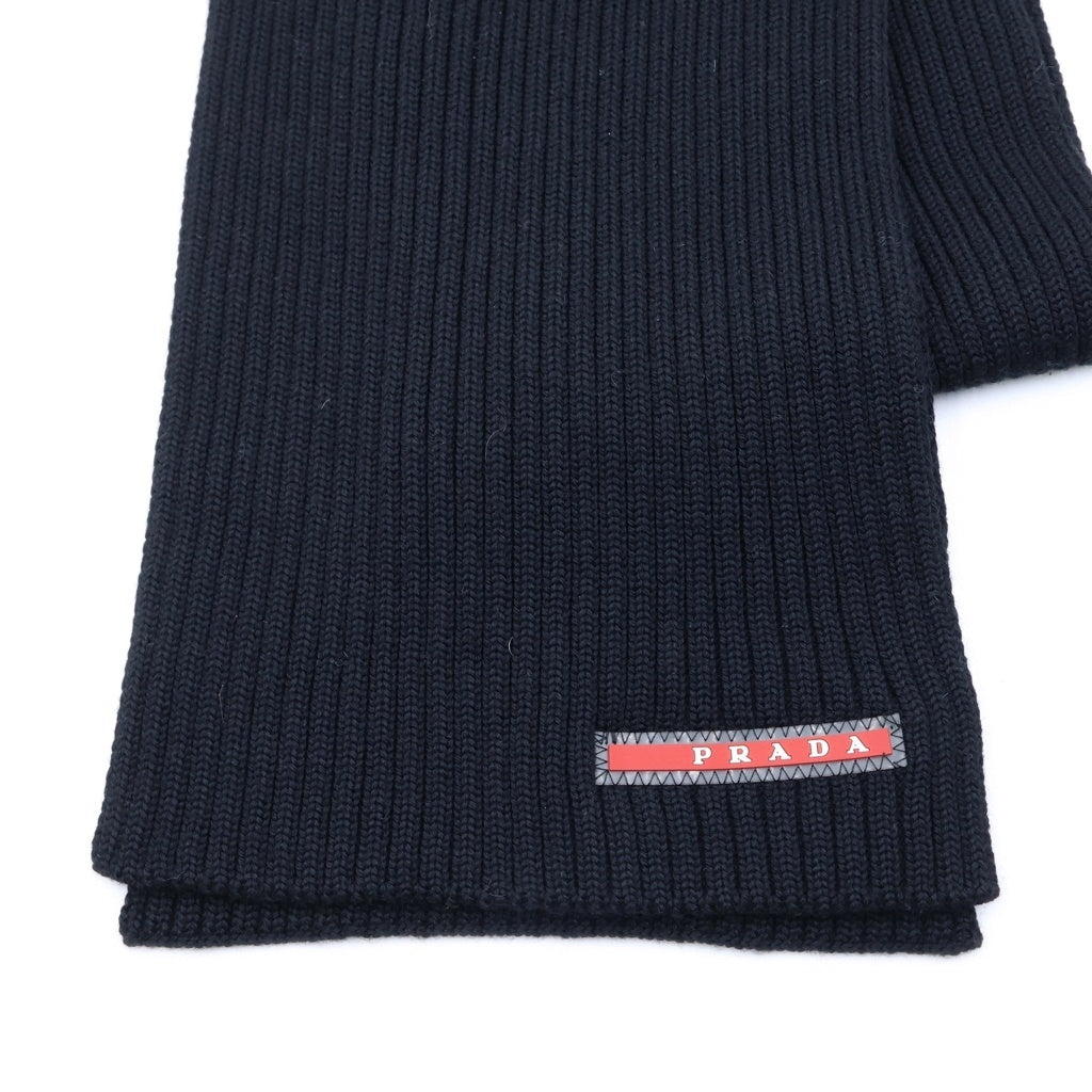 PRADA SPORT(プラダ スポーツ) ラバーロゴプレート ウールマフラー ブラック SMS180 S162 U97 レディース