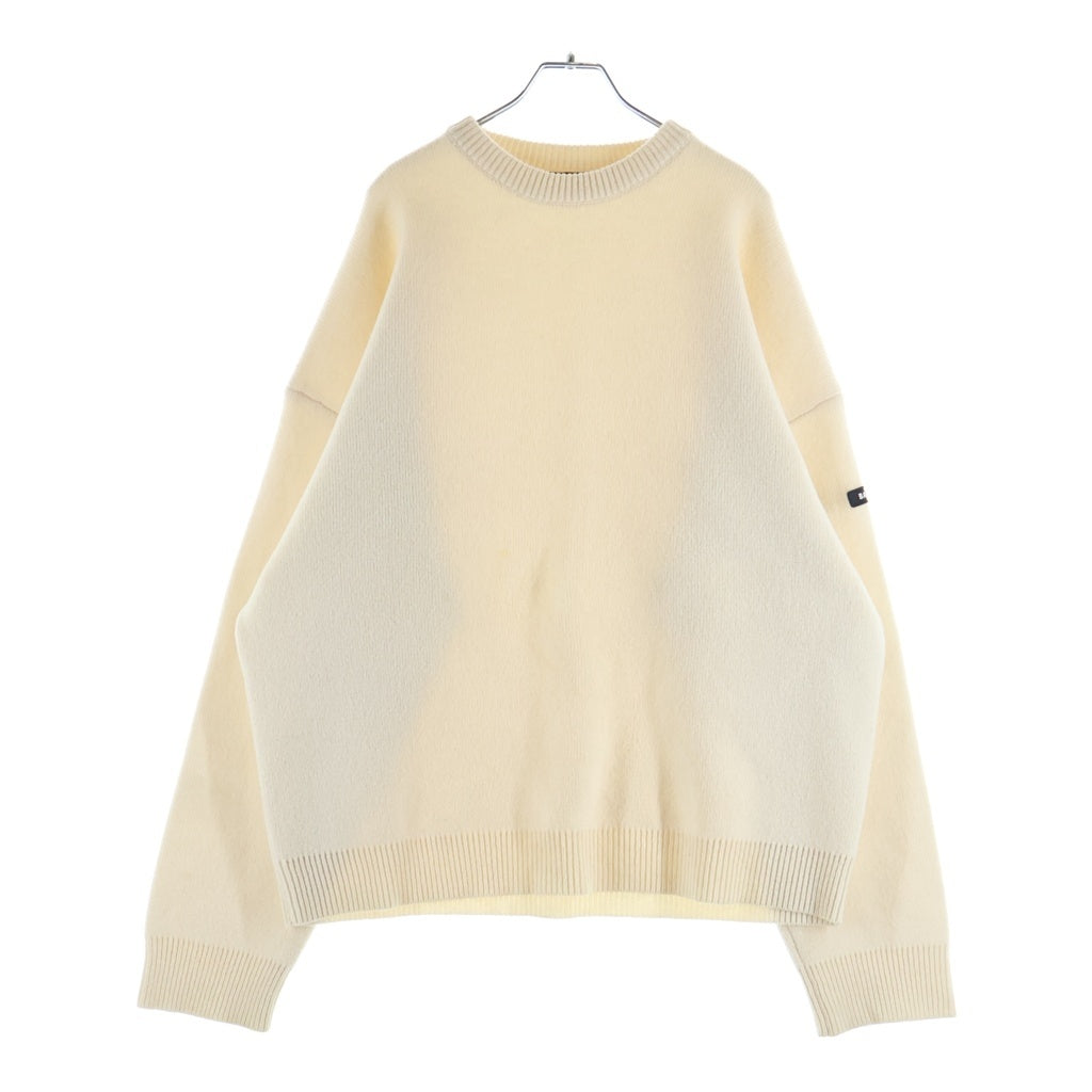 BALENCIAGA(バレンシアガ) 23AW 袖ロゴラバープレート リブネックニットセーター ベージュ 764454 T1675