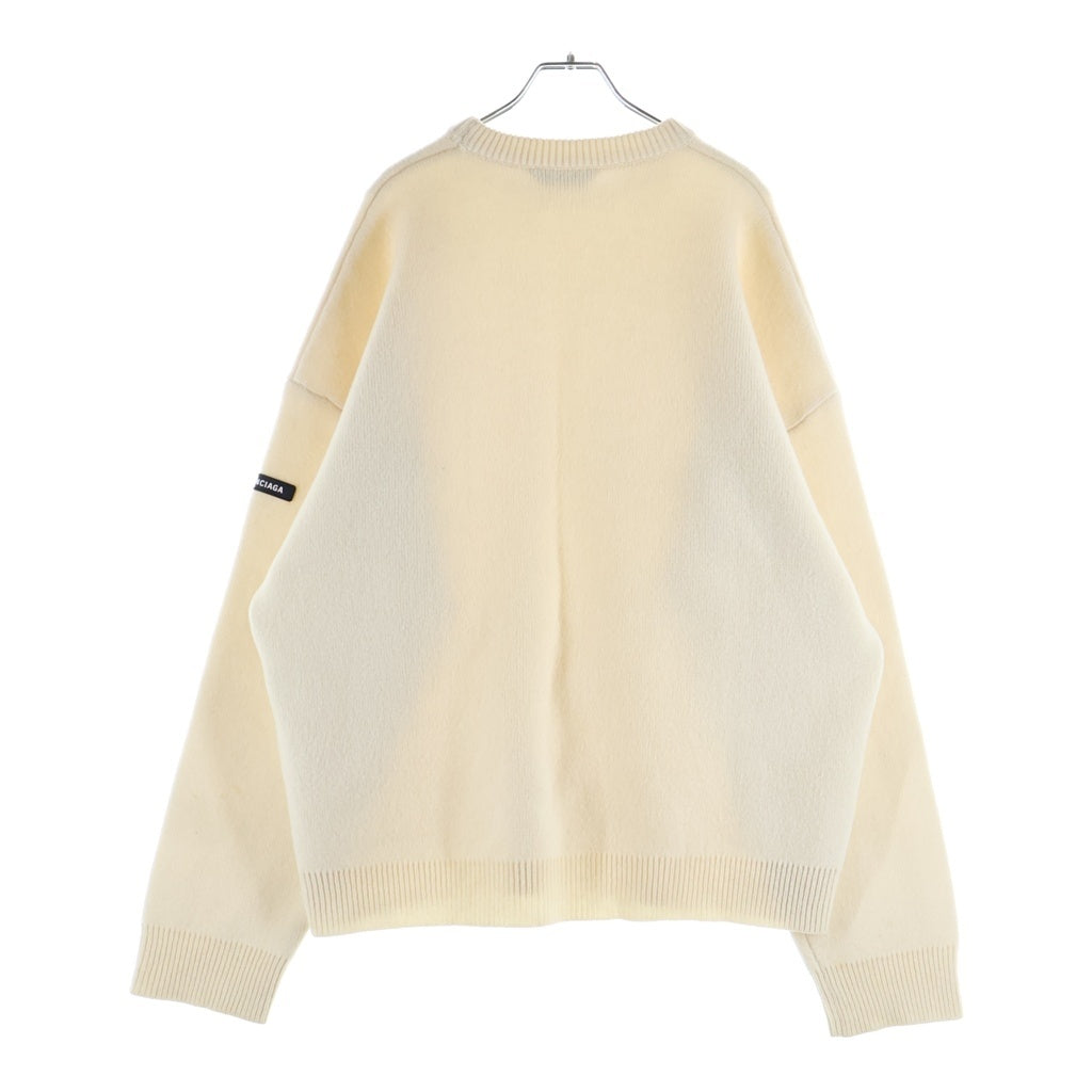 BALENCIAGA(バレンシアガ) 23AW 袖ロゴラバープレート リブネックニットセーター ベージュ 764454 T1675