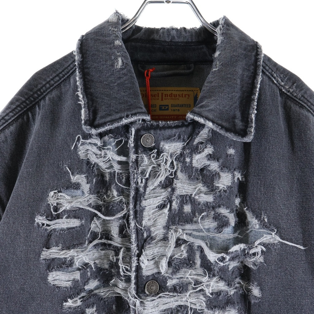 DIESEL(ディーゼル) デストロイ加工 ロングデニムコート グレー A08015