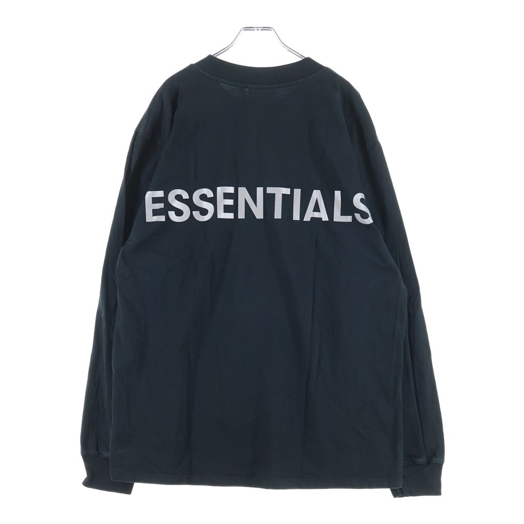 FEAR OF GOD ESSENTIALS(フィアオブゴッド エッセンシャルズ) バックリフレクターロゴプリント クルーネック長袖カットソーTシャツ ブラック