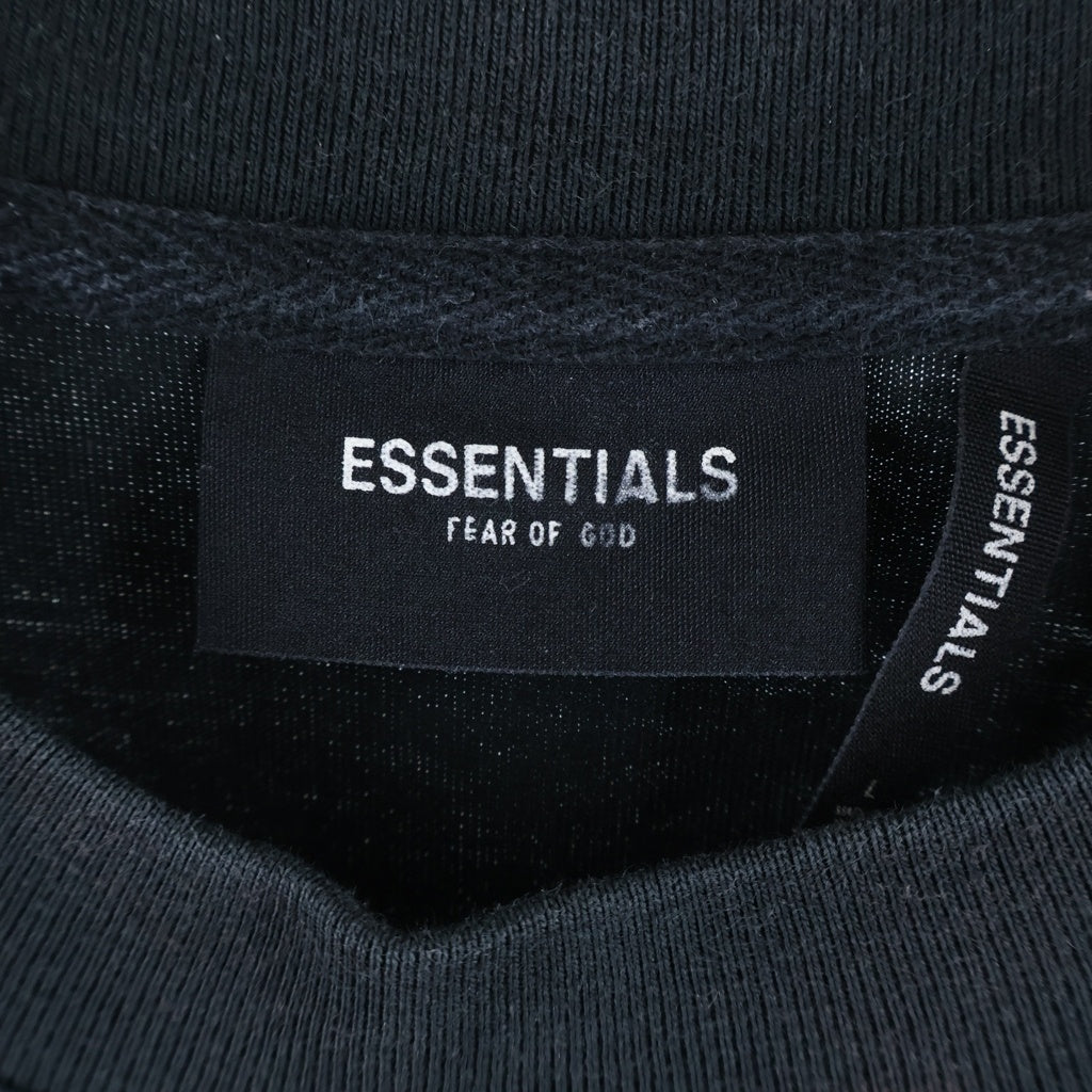 FEAR OF GOD ESSENTIALS(フィアオブゴッド エッセンシャルズ) バックリフレクターロゴプリント クルーネック長袖カットソーTシャツ ブラック