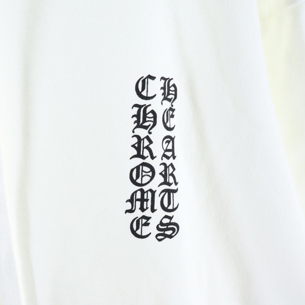 CHROME HEARTS(クロムハーツ) VERTICAL LOGO HOODIE バーティカルロゴ アームロゴプリント スウェット プルオーバーパーカー ホワイト
