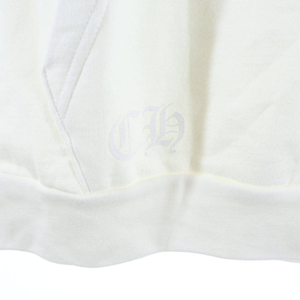 CHROME HEARTS(クロムハーツ) VERTICAL LOGO HOODIE バーティカルロゴ アームロゴプリント スウェット プルオーバーパーカー ホワイト